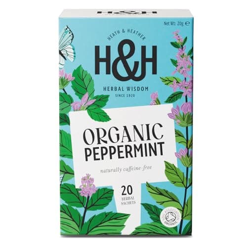 Image of Heath & Heather - Organic Peppermint Tea • Crisp Herbal Infusion for Digestive Comfort • Naturally Caffeine-Free • Vegan • Invigorating Mint Wellness • 20 Tea Bags