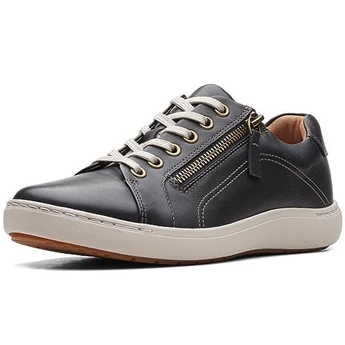 Image of Clarks Women's Nalle Lace Sneaker, Black Leather, 4 UK