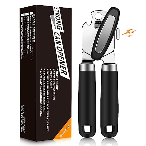Image of OGIMA Can Opener Manual, Stainless Steel Tin Openers, Effortlessly Open Cans with Heavy-Duty Manual Can Opener - Smooth Edges and Comfortable Grip for Work，Kitchen(Black)