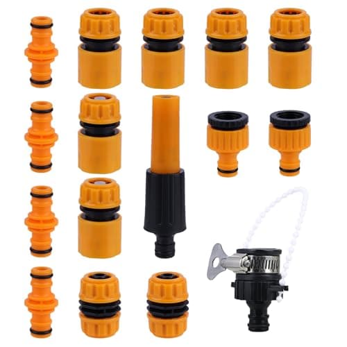 Image of Garden Hose Connector Set | 4 Hose End Quick Connector 2 Hose Waterstop Connector 4 Double Male Hose Connector 2 Hose Tap Connector 1 Universal Faucet Connector 2 Hose Repair Connector 1 Hose Nozzle