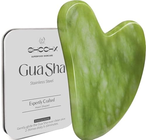 Image of Gua Sha Facial Massage Tool, Gua Sha Massage Jade Stone for Face, Neck, Back, Arms, Legs, Eye, SPA Gifts for Women Reduce Puffiness and Improve Wrinkles (Green)
