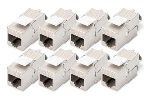 Image of Digitus Keystone module Cat-6A Shielded - 8 pieces - RJ45 socket - 500 MHz 10GBase-T - AWG 26-22 - Design compatible - With cable tie - Tool-free installation