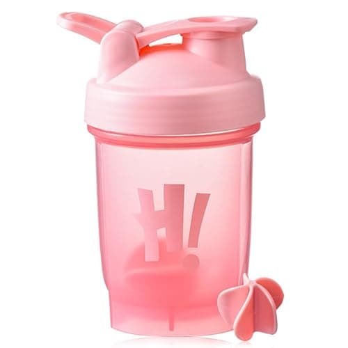 Image of Guoxintech Protein Shaker Bottle 500ml with Mixing Ball, Leakproof Flip On Lid, Odourless, Temperature Safe, Dishwasher Safe(Pink)