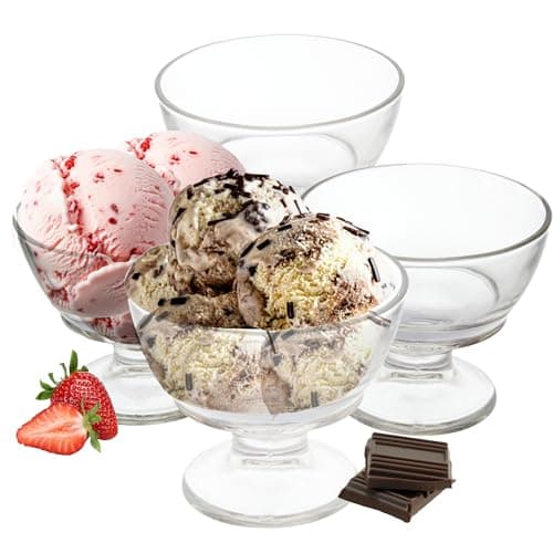 Image of Premier Housewares Set of Four Torta Round Sundae Dishes/Easy to Grip Trifle Bowl Set/Serving Bowls With Footed Base/Clear Glass Bowl Set/Dimensions are W11 x D11 x H9cm/ Weight 1.06.