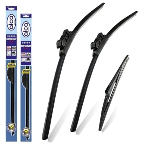 Image of alca Germany Fits Renault Captur 2016-2020 Set of 3 Windscreen Wiper Blades Super Flat Front Rear 26"14"TLB 11"L ASF2614TLB11L
