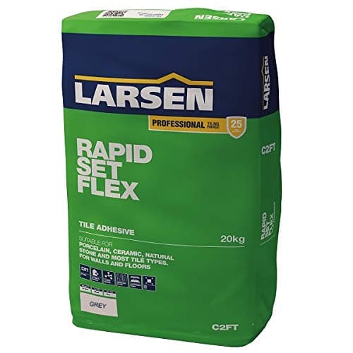 Image of Nassboards Larsen Rapid Set Flexible Floor & Wall Tile Adhesive - Perfect for Indoor & Outdoor, Patios and Home Improvement Project – Quick Drying Adhesive - Grey