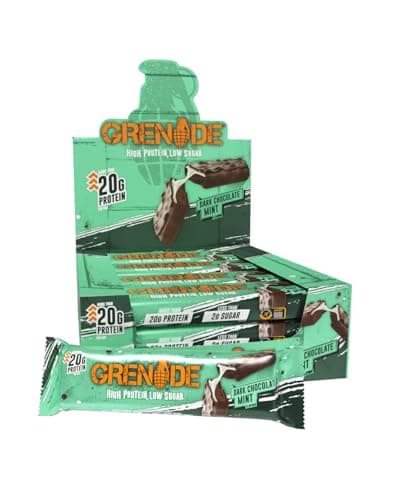 Image of Grenade High Protein, Low Sugar Bar - Dark Chocolate Mint, 12 x 60 g