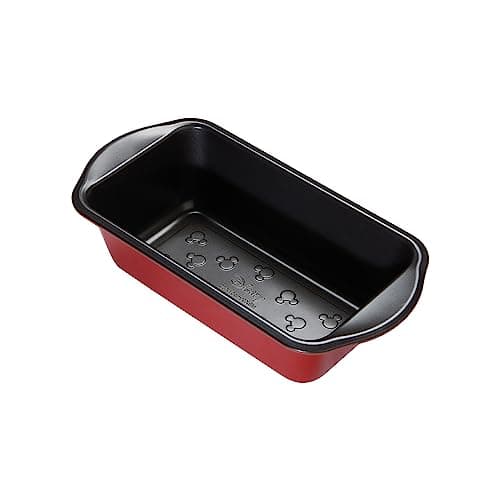 Image of Prestige New Disney Bake with Mickey Mouse 9 Inch Loaf Tin - Non Stick Loaf Tins For Baking 23cm x 13cm, Carbon Steel Bakeware, Red & Black