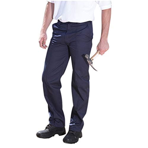 Image of True Face Mens Trouser Work Heavy Duty Twill Work Sewn Creases Workwear Pants Bottoms Navy 42W X 34L