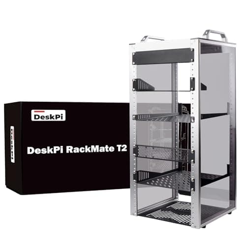 Image of GeeekPi DeskPi RackMate T2, 10 Inch 12U Server Cabinet, 260mm Depth Mini Rack with Rack Shelf, SBC Shelf & Blank Panel, for 10 Inch AV, NAS and Server Equipment (Silver)