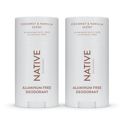 Image of Native Deodorant Womens & Men – Alcohol & Aluminium Free - Coconut & Vanilla Scent - Naturally Derived with Shea Butter, Coconut Oil & Baking Soda - 72 Hour Odor Control (2 Pack, 75ml Each)