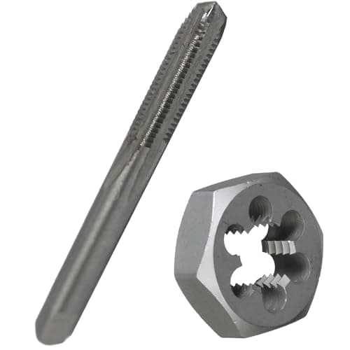 Image of Drill America POUTHM5X.8 m5 X .8 Tap and Die Kit, HSS Plug Tap and Carbon Hex Die