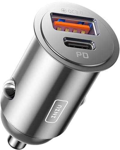 Image of INIU Car Charger, Cigarette Lighter USB Charger Total 60W [USB C 30W+USB A 30W] 12V USB Socket, PD3.0 Fast Charge Car Phone Charger Metal Adapter for iPhone 16 15 14 13 12 Pro Max iPad Samsung, Silver