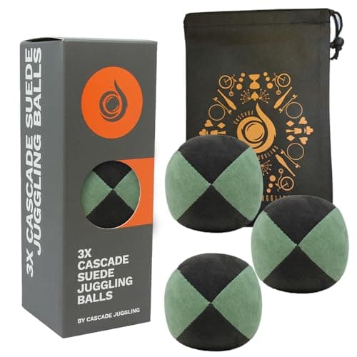 Image of Cascade Juggling 3 x Pro 110g Suede Juggling Balls - Set of 3 Beginner Juggling Balls (Green/Black)