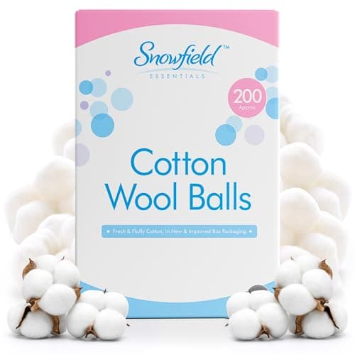 Image of SOL 200pk Cotton Wool Balls - Soft & Gentle Natural - 100% Pure Cotton for Baby Care, Makeup Removal & Crafts - Highly Absorbent [Now Packed in Box]