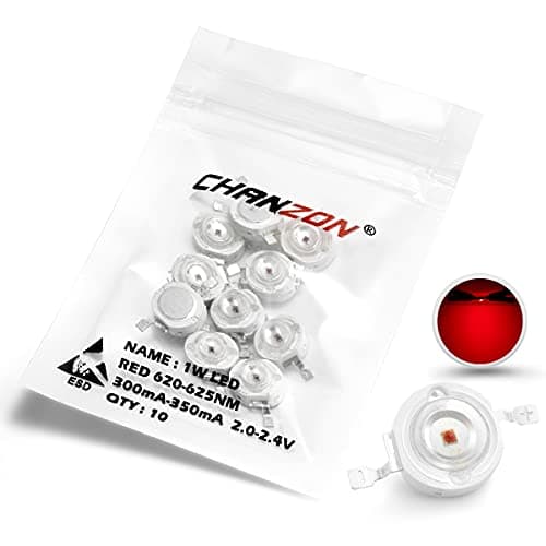 Image of CHANZON 10 pcs High Power Led Chip on Board 1W Red (Input 300mA - 350mA / DC 2V - 2.2V / 1 Watt) Super Bright Intensity SMD COB Light Emitter Components Diode 1 W Bulb Lamp Beads DIY Lighting