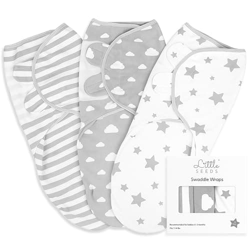 Image of Little Seeds Swaddle Blanket 0-3 Months, 3-Pack Organic Cotton Baby Swaddles - Swaddles for Newborns Infant Boys & Girls, Soft & Snug Hip-Healthy Swaddling Blankets