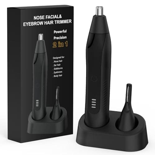 Image of Nose Hair Trimmer for Men Women, Eyebrow & Facial Hair Trimmer Rechargeable Professional Painless Eyebrow Razor, 2 in 1 Metal Trimming Tool (Black)