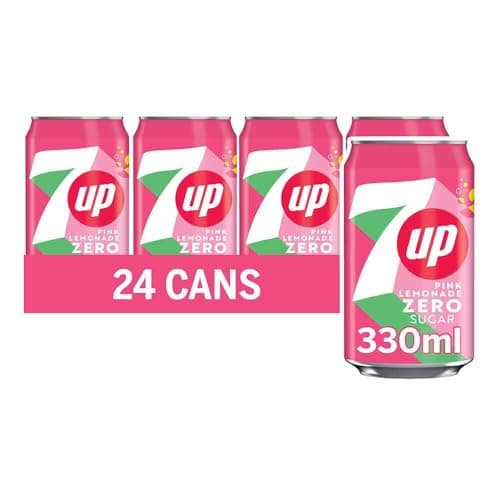 Image of 7UP Zero Pink Lemonade, 330ml Can (Pack of 24)