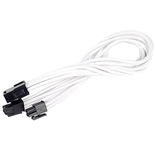 Image of SilverStone SST-PP07-EPS8W - 30cm EPS 8pin to EPS/ATX 4+4pin Sleeved Extention Cable, white
