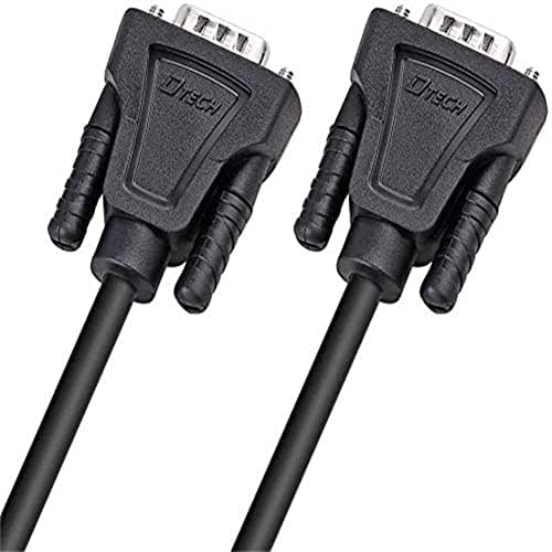 Image of DTECH DB9 RS232 Serial Cable Male to Male Port Extension Null Modem Cord Full Handshaking 7 Wire Crossover for Data Communication (0.5m, Black)
