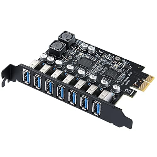 Image of MZHOU PCI-E Express 1x to USB Internal 3.0 7 Port Expansion Card, USB 3.2 GEN1 5Gbps Adapter Card-Supports UASP protocol- Plug & Play- Windows 7/8/10/11、Linux 2.6.3