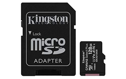 Image of Kingston 128GB microSDHC Canvas Select Plus 100MB/s Read A1 Class 10 UHS-I Memory Card + Adapter with Frustration Free Packaging (SDCS2/128GBET)
