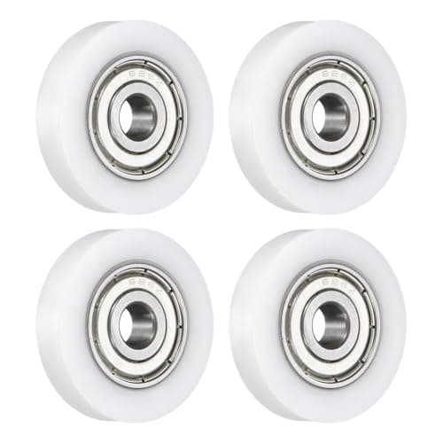 Image of sourcing map 4 Pcs Roller Idler Bearing Pulley 6x28x6mm, Conveyor Rolling Wheel Flat Pulley with 626ZZ Bearing for Furniture Hardware Accessories (White)