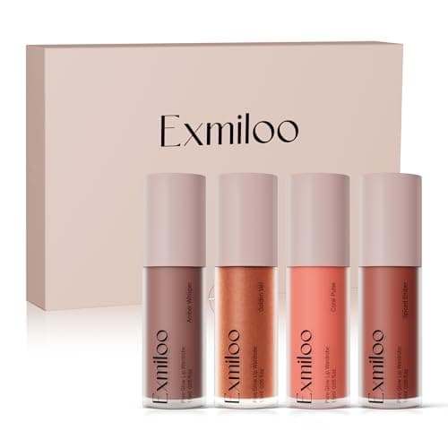Image of Exmiloo Mini Lip Tint Set, 4 Buildable Lip Colours– Matte & Gloss Lip Stain Kit, Lightweight & Highly Pigmented, Long Lasting Travel Size Lipstick Gift Set, Vegan & Cruelty-Free, Timeless Nudes