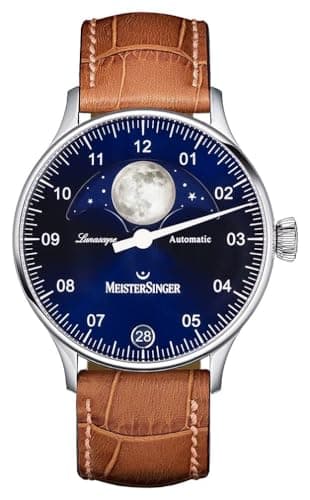 Image of MeisterSinger Pangaea Lunascope Brown Strap Blue Dial LS908