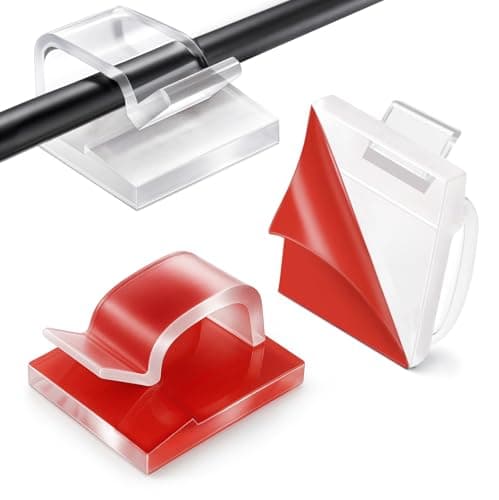 Image of Cable Clips, 50PCS Sticky Cable Tidy Wire Clips, Adhesive Cable Management Holder for Organiser Wall, Desk Office Cables