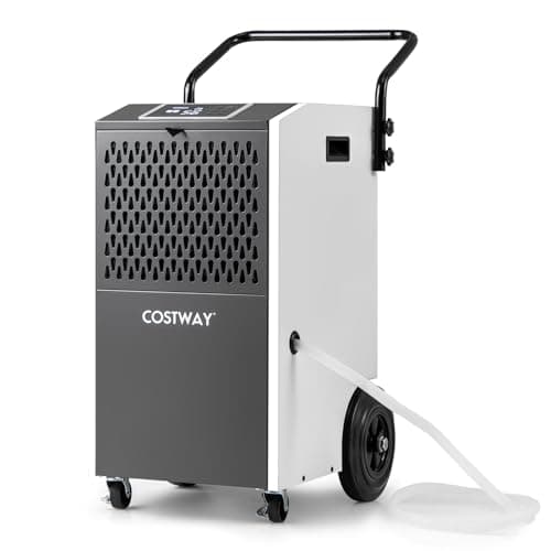 Image of COSTWAY 73L/Day Commercial Dehumidifier, Industrial Electric Dehumidifiers with 24H Timer, Drain Hose, Auto Defrost, Temperature Protection & Humidity Control for Spaces up to 695m² (White)