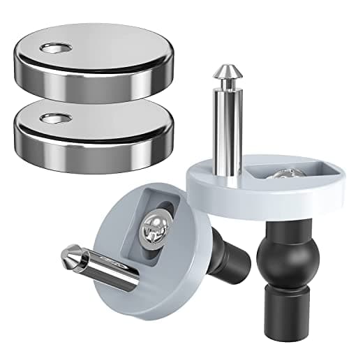 Image of Quick Release Toilet Seat Fixings, Ancable Toilet Seat Fittings Toilet Seat Hinge Replacement for WC Toilet Blind Holes 2 Pack Silver Special Insert Pin