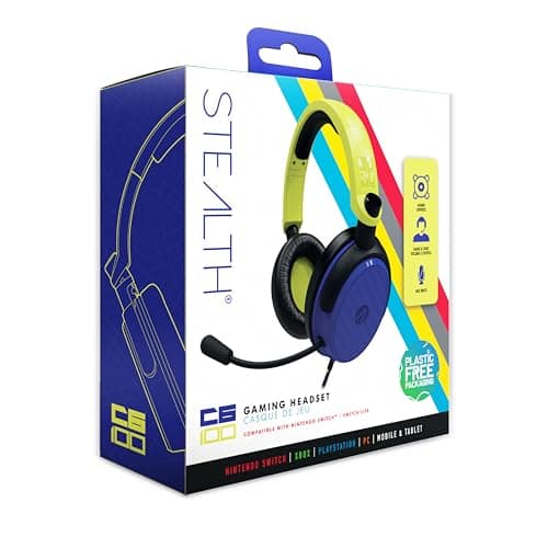 Image of STEALTH C6-100 Neon Yellow & Blue Over Ear Gaming Headset PS4/PS5, XBOX, Switch, PC with Flexible Mic, 3.5mm Jack, 1.5m Cable, Lightweight, Comfortable and Durable