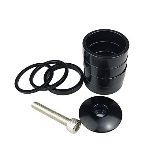 Image of PLATT 8PCS Bike Headset Spacer 1 1/8" Aluminium Alloy MTB Road Bike Stem Headset Spacer with Stem Top Cap 2/3/5 /10mm (Black)
