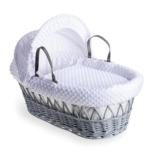 Image of Clair de Lune Dimple Grey Wicker Moses Basket