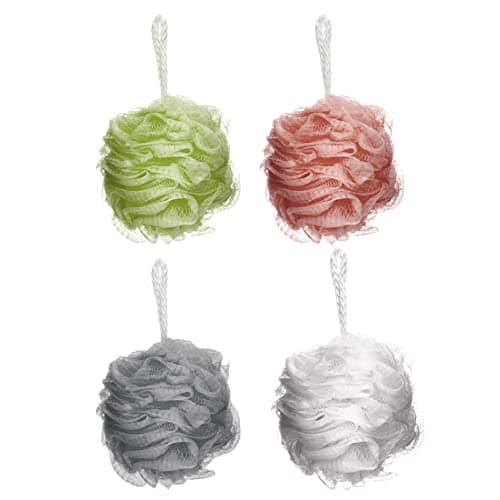 Image of Elysium Spa Pack of 4 Mesh Exfoliating Bath And Shower Body Puff Sponges