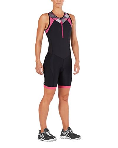 Image of 2XU Women Active Trisuit Trisuit - Black/Retro Tri Pink Peacock, M