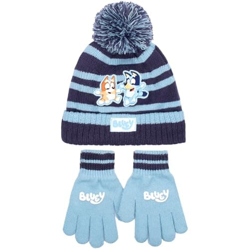 Image of Bluey Children's Winter Hat & Gloves Set Warm and Comfy Beanie Hat & Gloves Set for Kids gift for Boys and Girls age 2-7