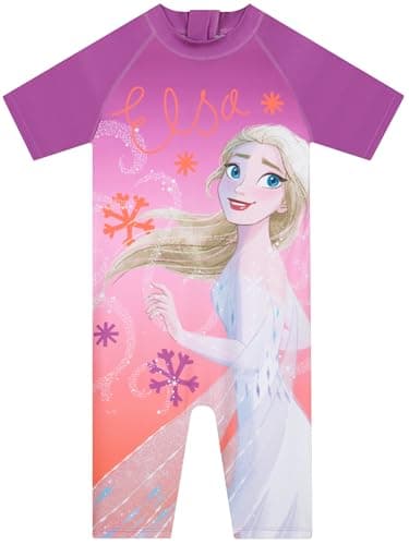 Image of Disney Frozen Girls Swimming Costume, Elsa Girls Swimwear, One Piece Kids Swimsuit, Purple 2-3 Years