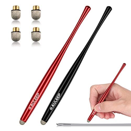 Image of AULEEP Stylus Pen Tablet Touch Screen Styluses Pens, 2 Pack with 4 Nanofiber tips for Mobile Phones, iPads, Nintendo, Kindles, Microsoft Surface (Red and Black)