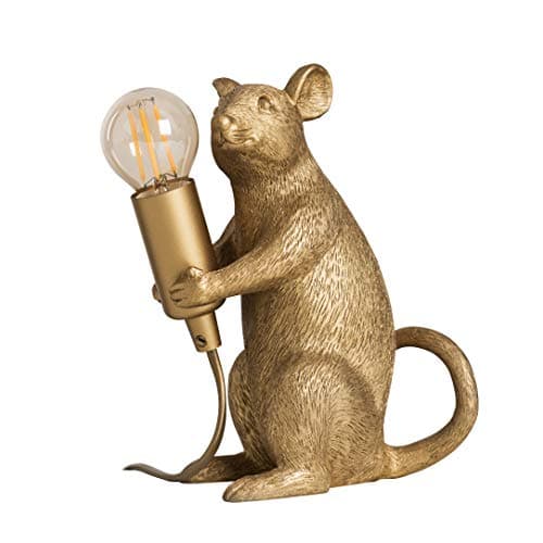 Image of MiniSun | Modern Metallic Gold Painted Rat Design Table Lamp | Table Lamps, Home Décor & Improvement Essential | Includes 4W LED Bulb [2700K Warm White]