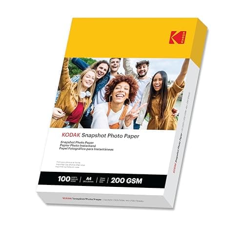 Image of KODAK Photo Paper A4 (Snapshot Glossy 200gsm - 100 Sheets) Bright Photographic Paper, Universally Compatible with All Inkjet Printers, Perfect Printing for HP, Epson, Canon (Size 210 x 297mm)