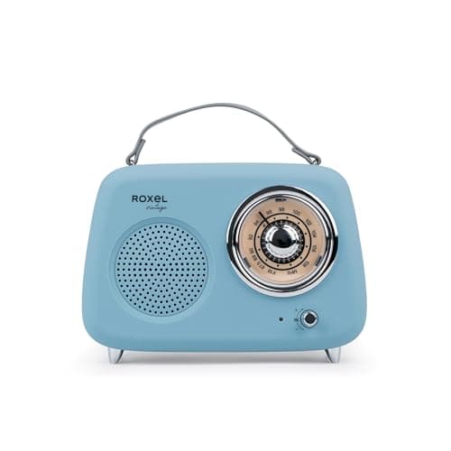 Image of Roxel RFM01 Retro FM Radio Party speaker – Timeless Design, Superior Sound, FM Radio, MP3 Playback & Wireless BT Streaming, Perfect as a Gift (Blue)