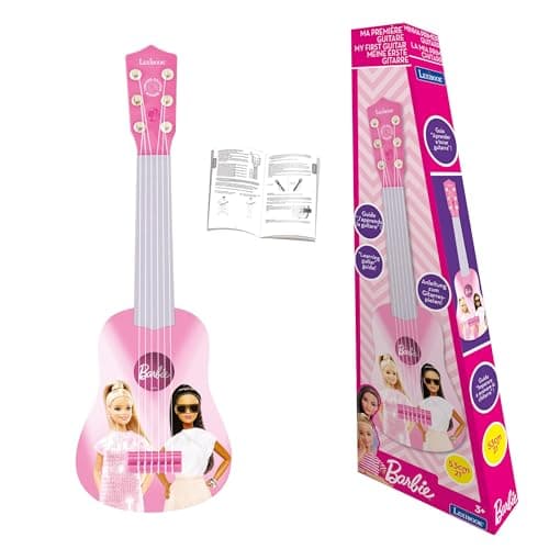 Image of Lexibook, Barbie, My First Guitar for children, 6 nylon strings, 21" long, guide included, pink, K200BBLXB