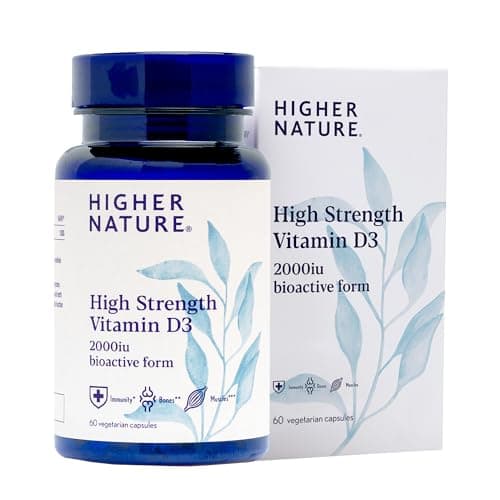 Image of Higher Nature - High Strength - Vitamin D3 2000iu - Immune System Support - Bone & Muscle Support - Vegetarian Friendly - 60 Capsules