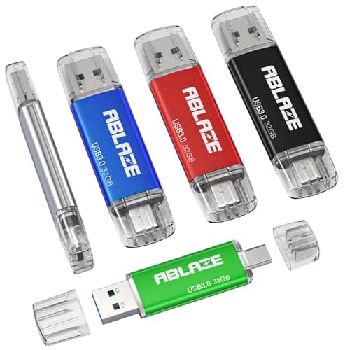 Image of ABLAZE USB C Flash Drive 32GB 5 Pack Dual USB 3.0 Stick USB Type-C High-Speed Memory Stick Thumb Drive Data Storage for USB C Smartphones Tablets Macs TC Car and Laptop (5 colors)