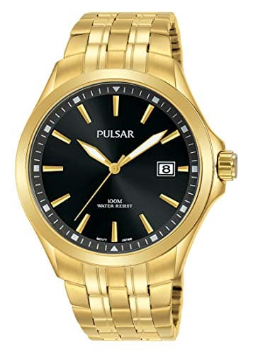 Image of Pulsar Quartz Men's Watch Stainless Steel with Metal Strap, Gold-Black, Quartz
