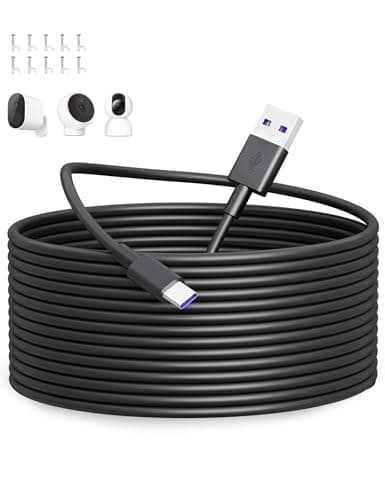 Image of ACOCOBUY USB C Power Cable 10M, Power Extension Cable Type C Charging Cord for Mi Smart Camera C301 C400 C500 Pro Dual C700 2K Magnetic Mount USB A to C Long Charging Cord for Security Camera Black