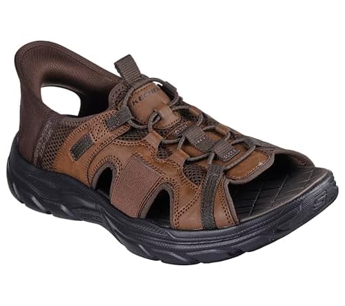 Image of Skechers Men's Revolted Ss Merrick Slip-On Sneakers, Dark Brown Mesh/Synthetic, 11 UK
